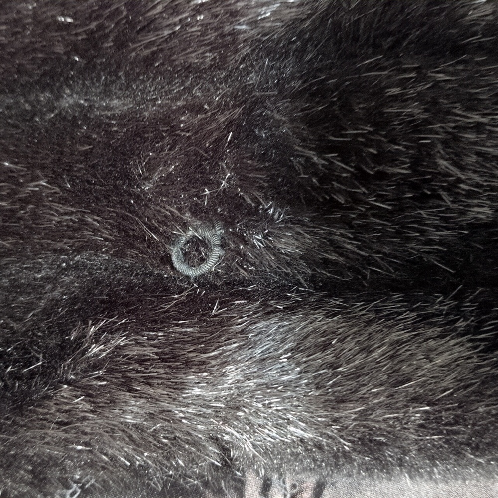 80s Casper Black Faux Fur Short Coat Black Satin Lining Vegan. - Picture 7 of 10